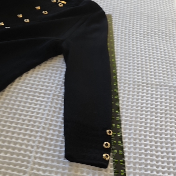 St. John Elegant Black Zip Military Cardigan Coat with Gold  Size 12 - Picture 14 of 16